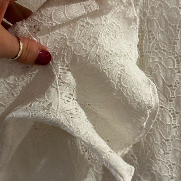 White Lace Button-Up Blouse - Picture 2 of 5